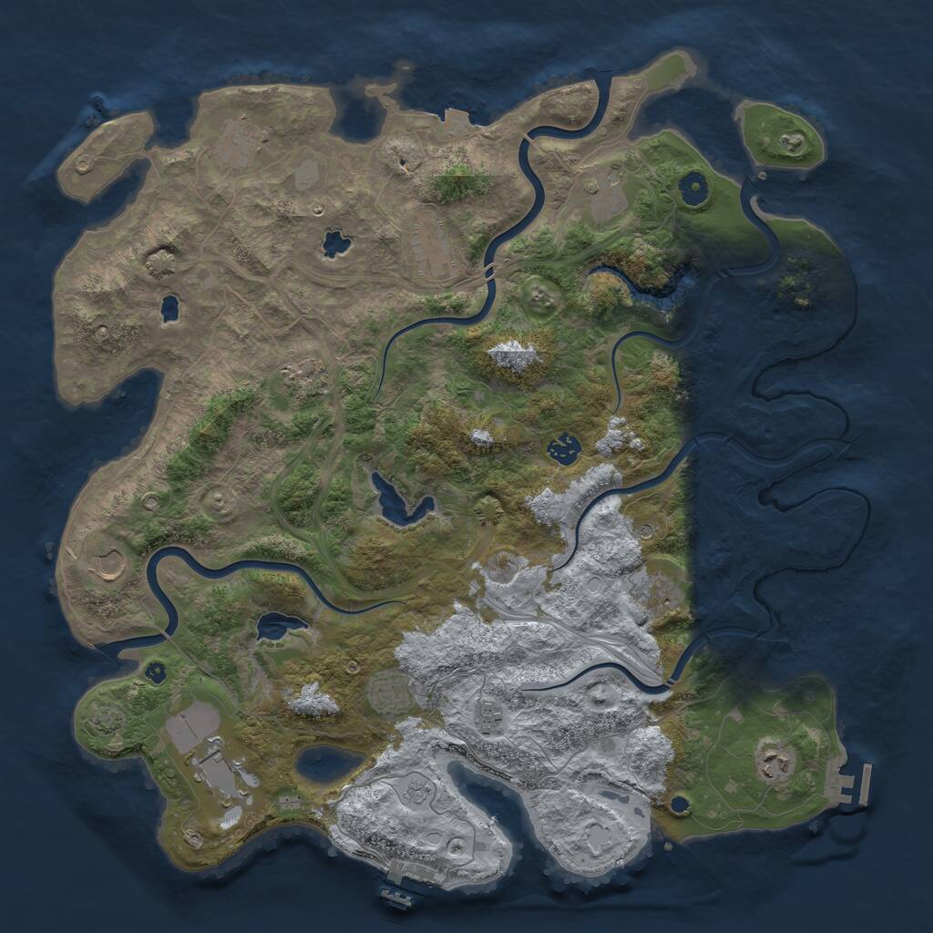 Rust Map: Procedural Map, Size: 4500, Seed: 1258039373, 17 Monuments