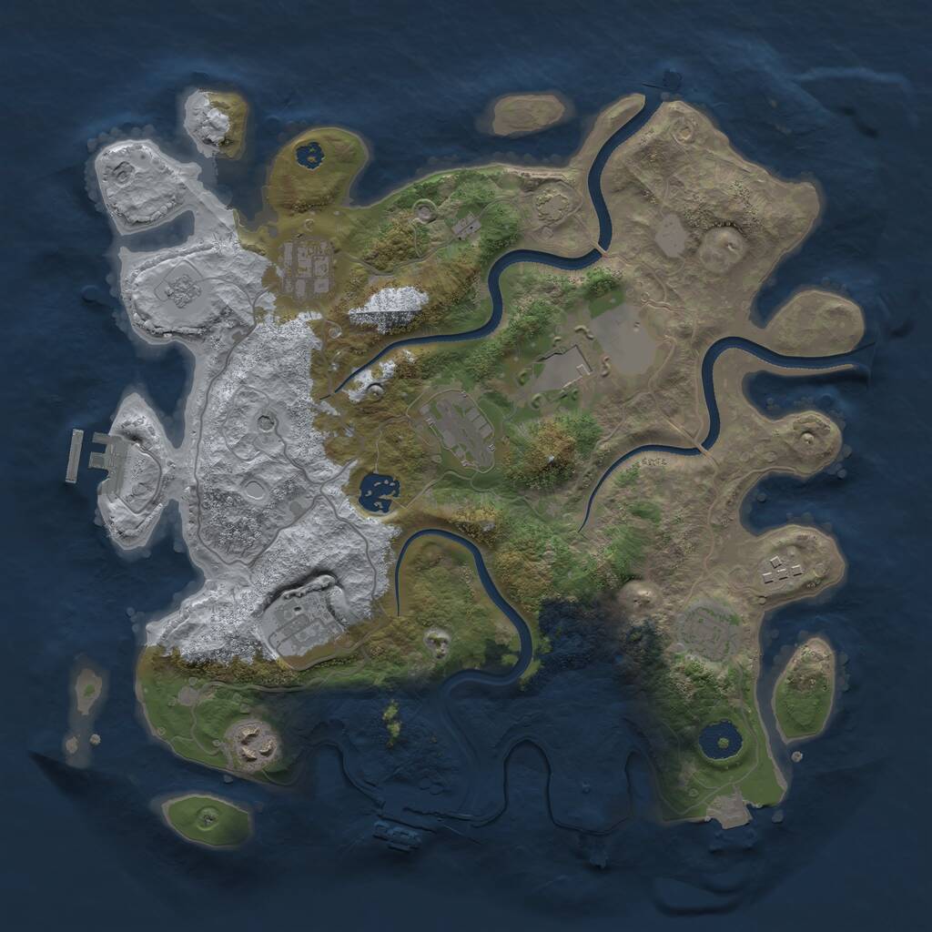 Rust Map: Procedural Map, Size: 3500, Seed: 627536195, 14 Monuments