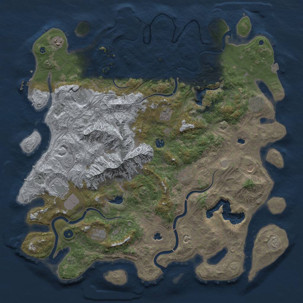 Rust Map: Procedural Map, Size: 5000, Seed: 1861358629, 16 Monuments