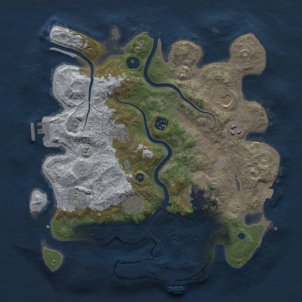 Rust Map: Procedural Map, Size: 3500, Seed: 16375, 14 Monuments