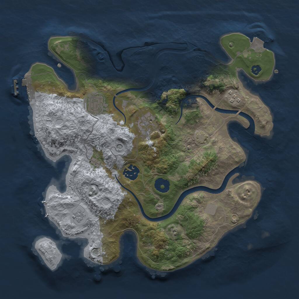 Rust Map: Procedural Map, Size: 3000, Seed: 409800456, 9 Monuments
