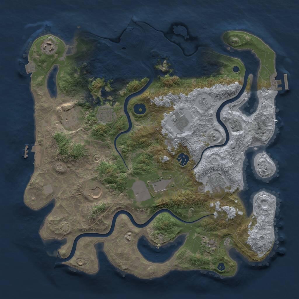 Rust Map: Procedural Map, Size: 3750, Seed: 516130251, 16 Monuments