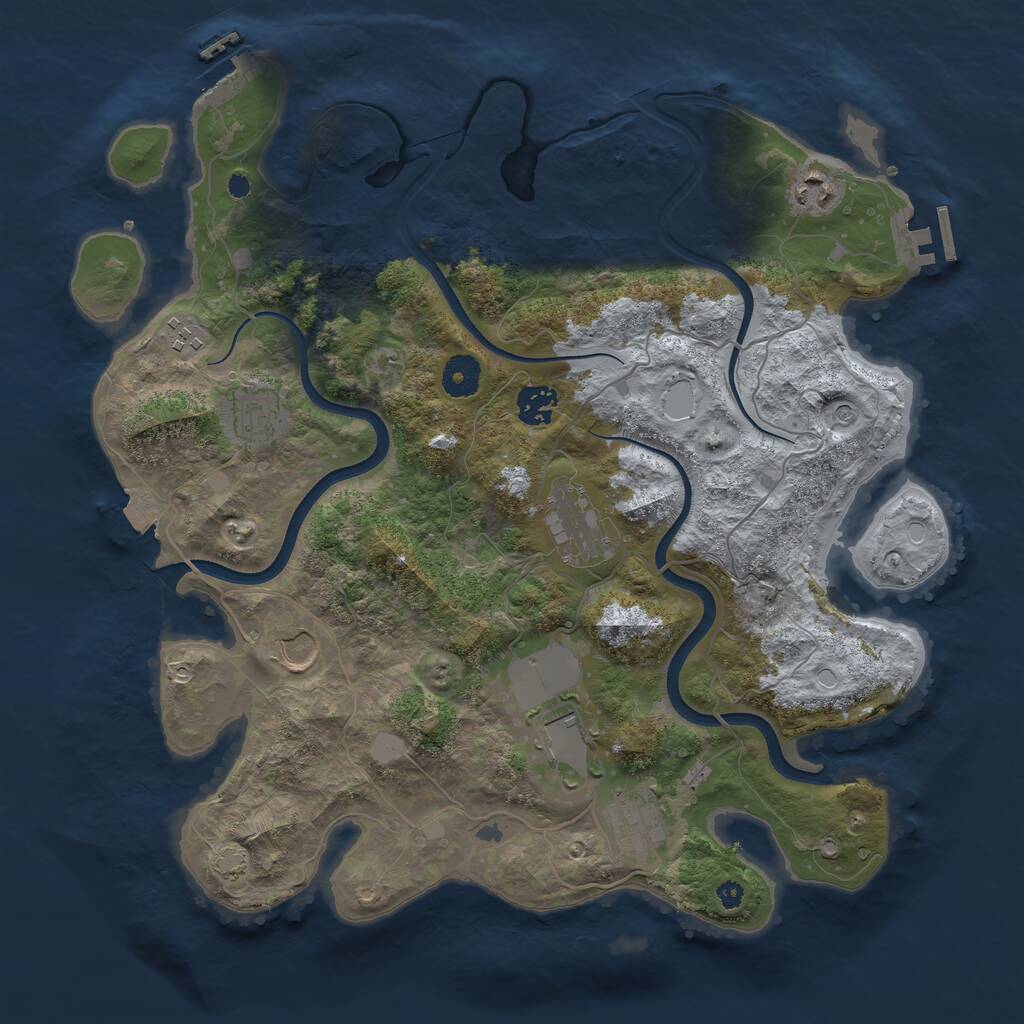 Rust Map: Procedural Map, Size: 3750, Seed: 1699317582, 13 Monuments