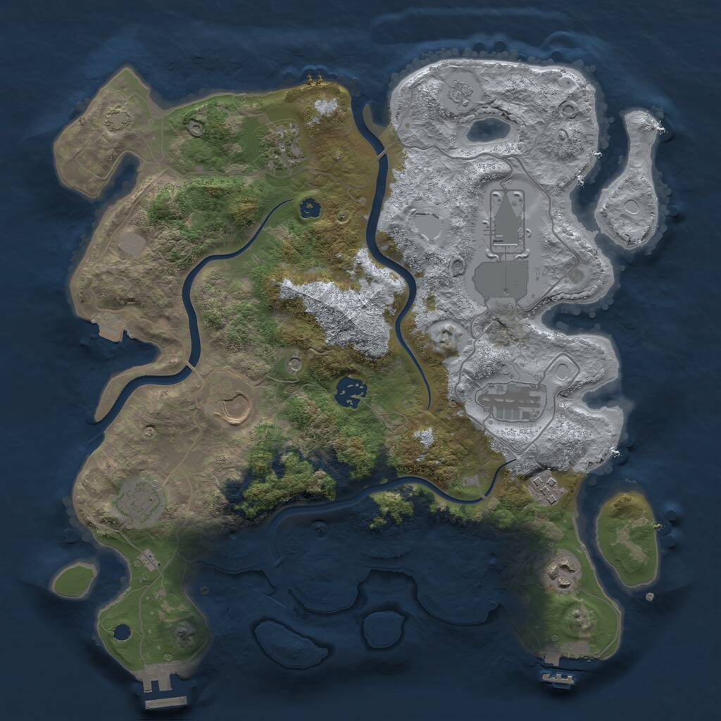 Rust Map: Procedural Map, Size: 3500, Seed: 1245349671, 14 Monuments