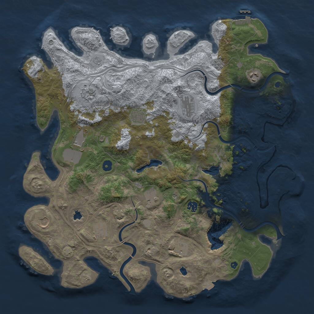 Rust Map: Procedural Map, Size: 4500, Seed: 1754348114, 17 Monuments
