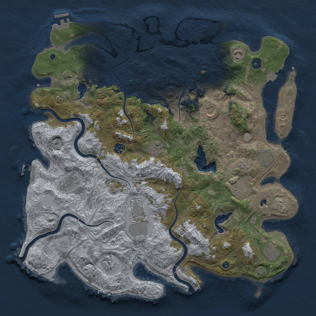 Rust Map: Procedural Map, Size: 4500, Seed: 504039066, 17 Monuments