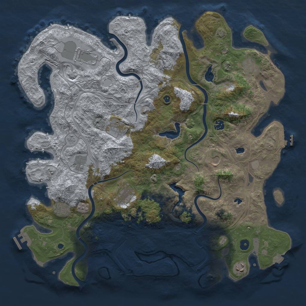 Rust Map: Procedural Map, Size: 4500, Seed: 1227632872, 17 Monuments