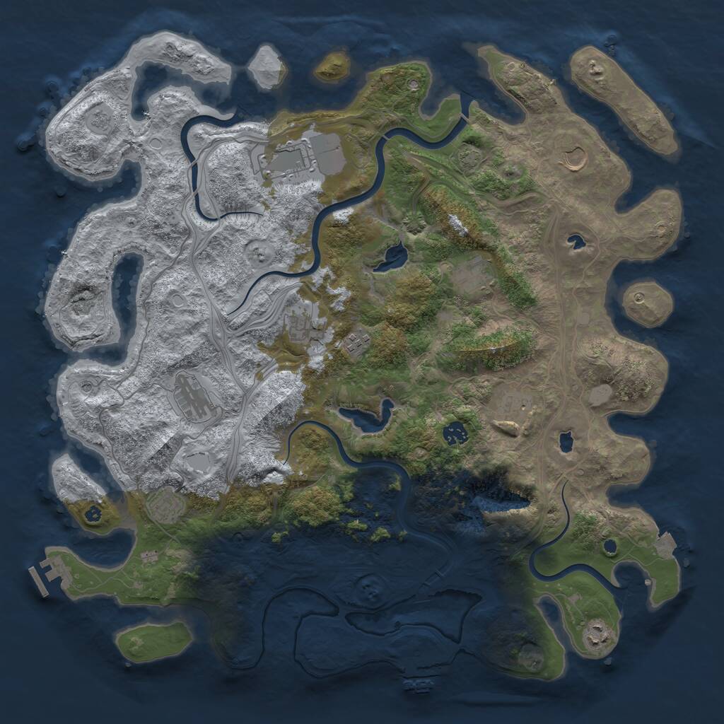 Rust Map: Procedural Map, Size: 4500, Seed: 696752173, 16 Monuments