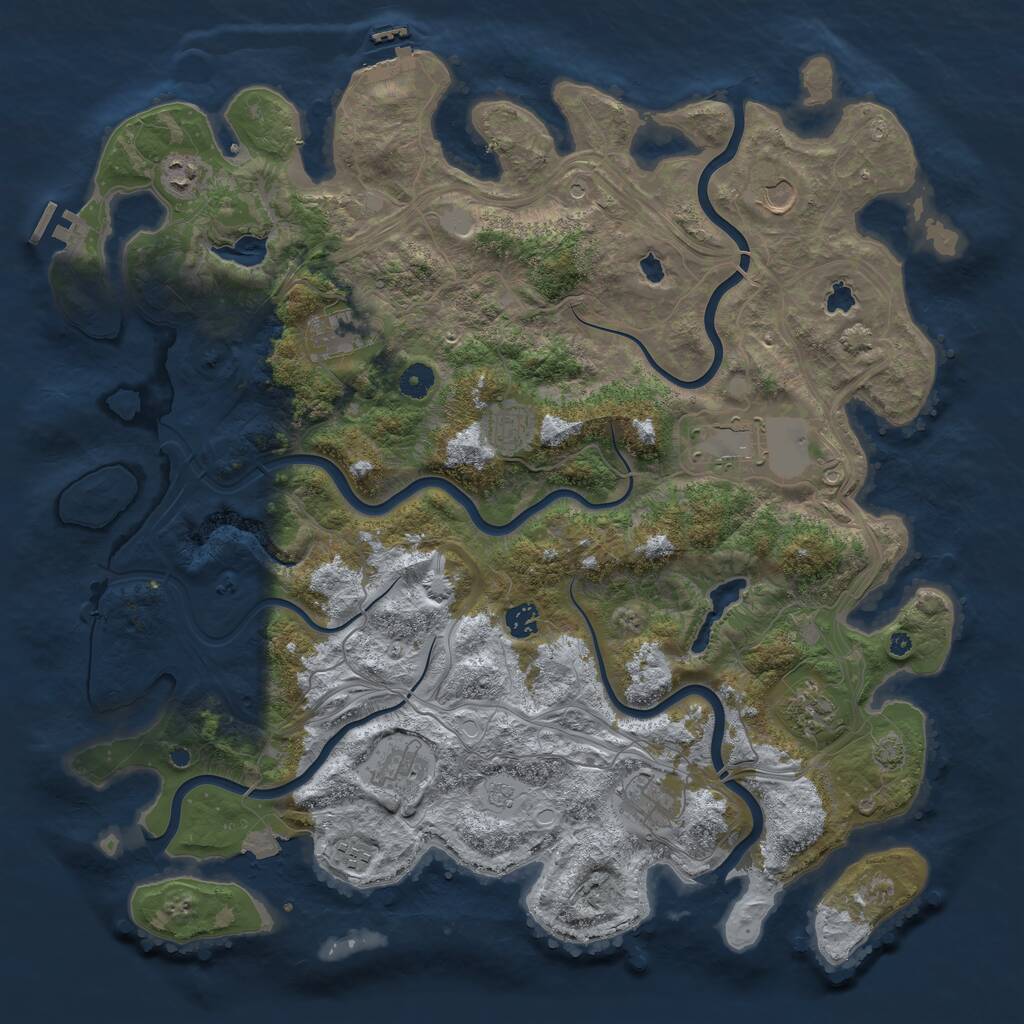 Rust Map: Procedural Map, Size: 4500, Seed: 607274751, 16 Monuments