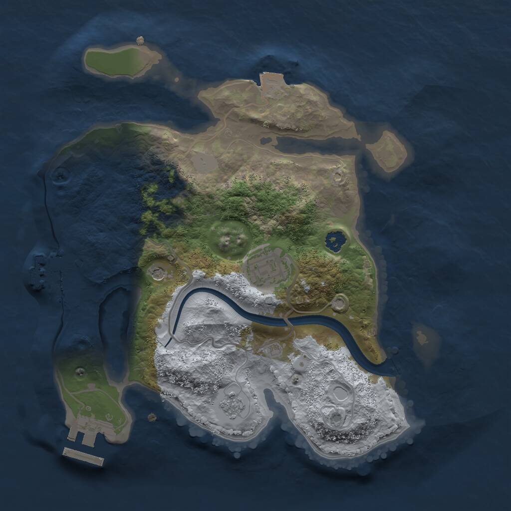 Rust Map: Procedural Map, Size: 2500, Seed: 1235007326, 6 Monuments