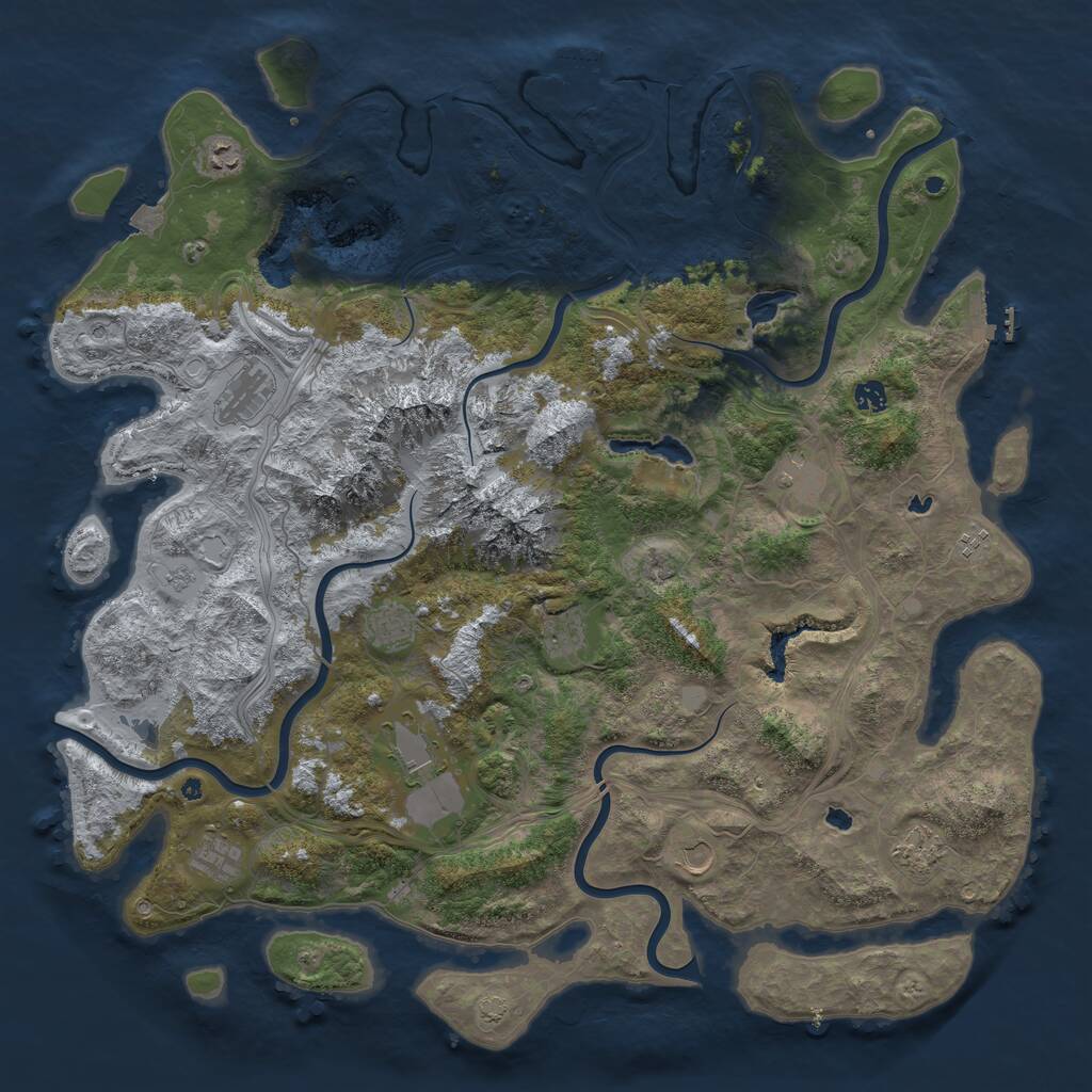 Rust Map: Procedural Map, Size: 5000, Seed: 68884325, 17 Monuments