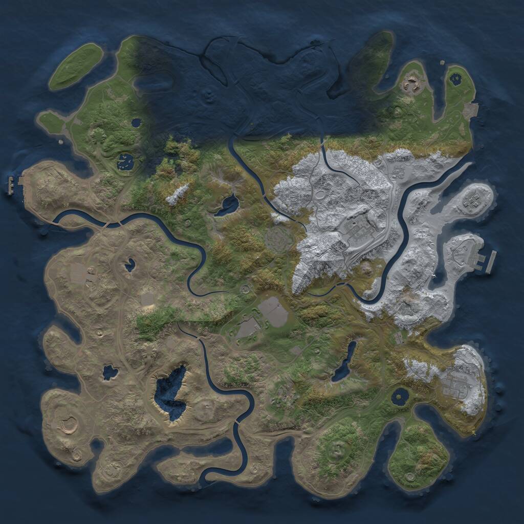 Rust Map: Procedural Map, Size: 4500, Seed: 1787368394, 16 Monuments