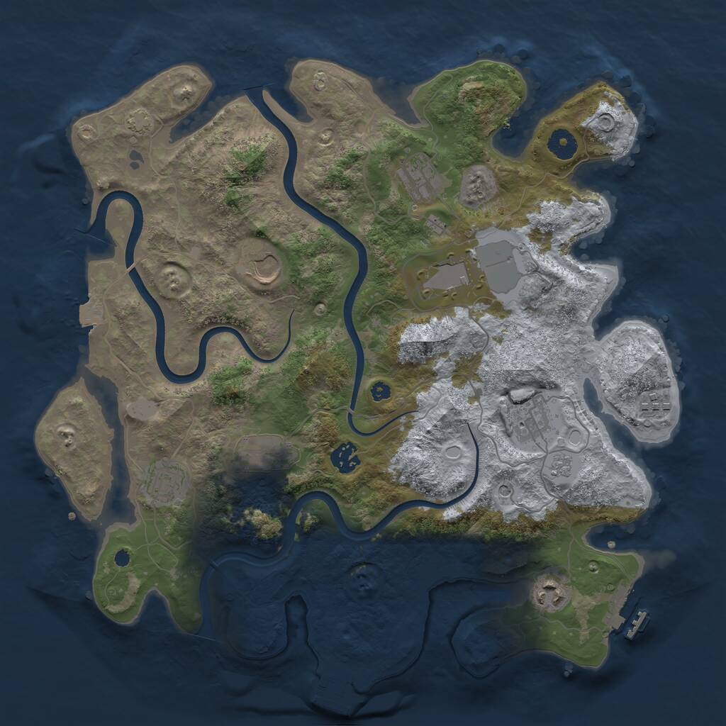 Rust Map: Procedural Map, Size: 3750, Seed: 44437093, 15 Monuments