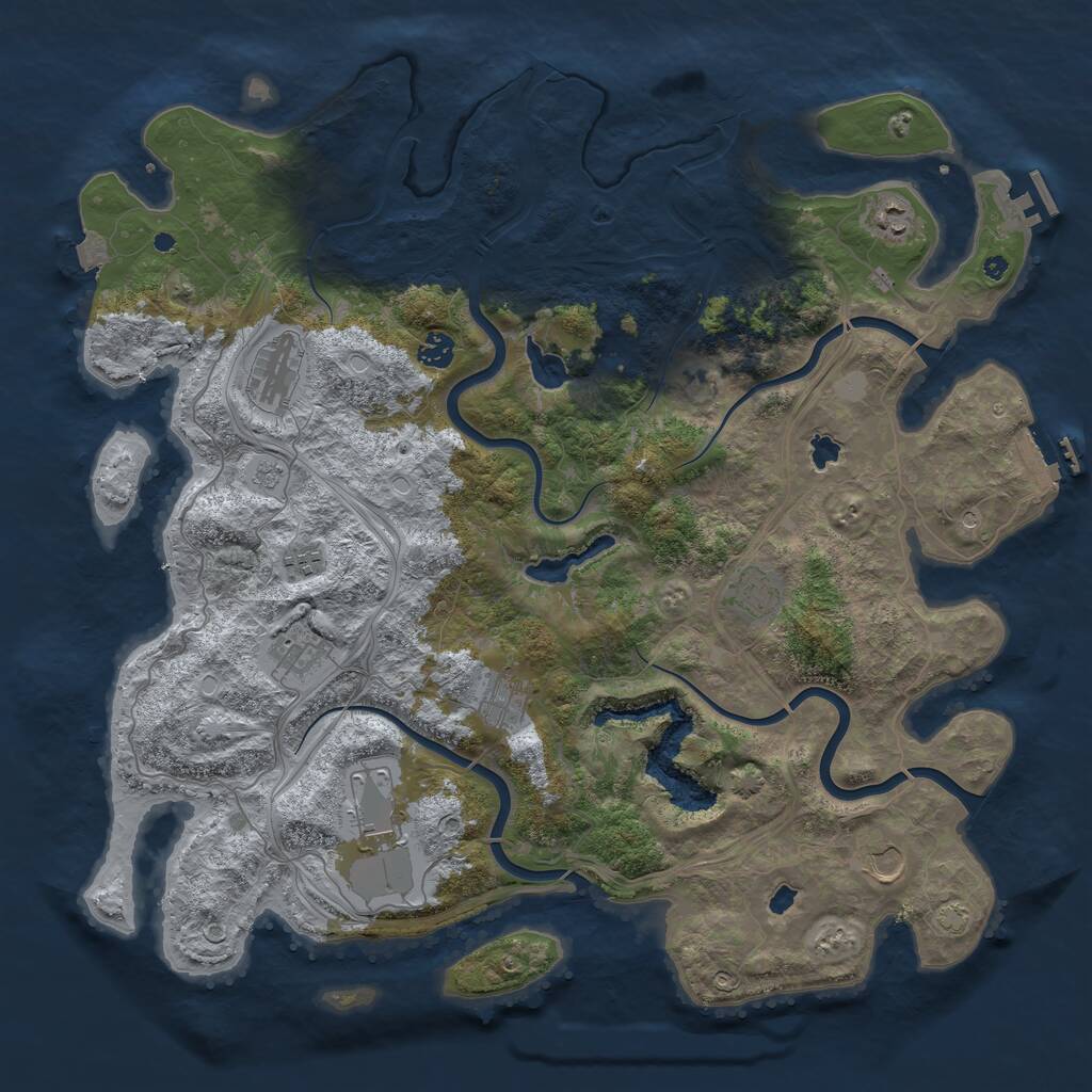 Rust Map: Procedural Map, Size: 4500, Seed: 730511503, 15 Monuments