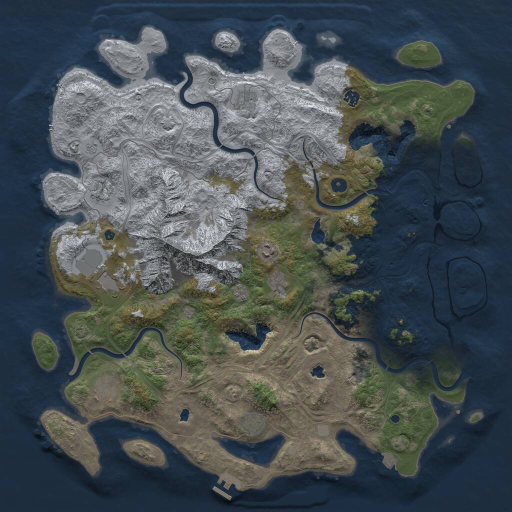 Rust Map: Procedural Map, Size: 5000, Seed: 1896993174, 14 Monuments