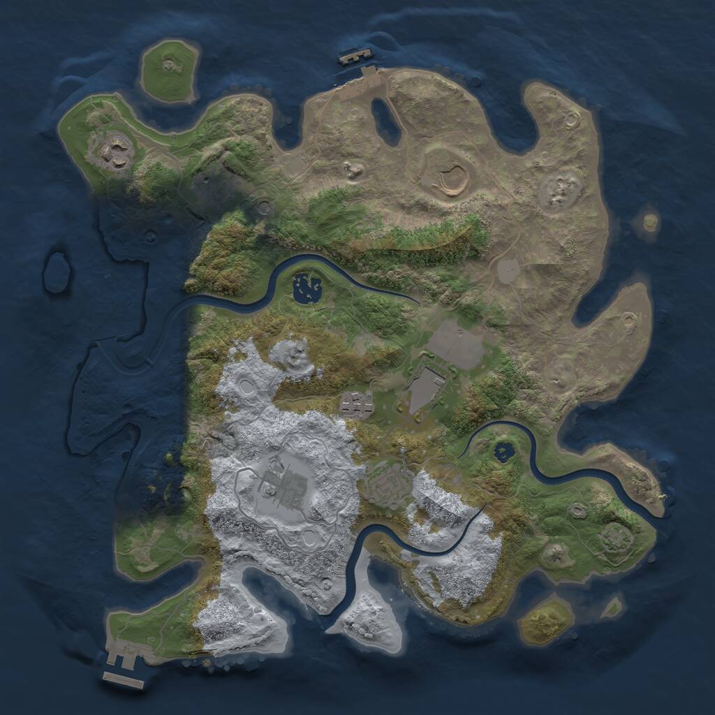 Rust Map: Procedural Map, Size: 3500, Seed: 1697191019, 13 Monuments