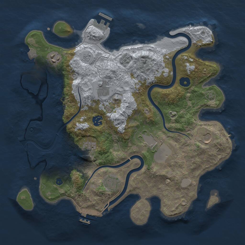 Rust Map: Procedural Map, Size: 3500, Seed: 180955988, 14 Monuments