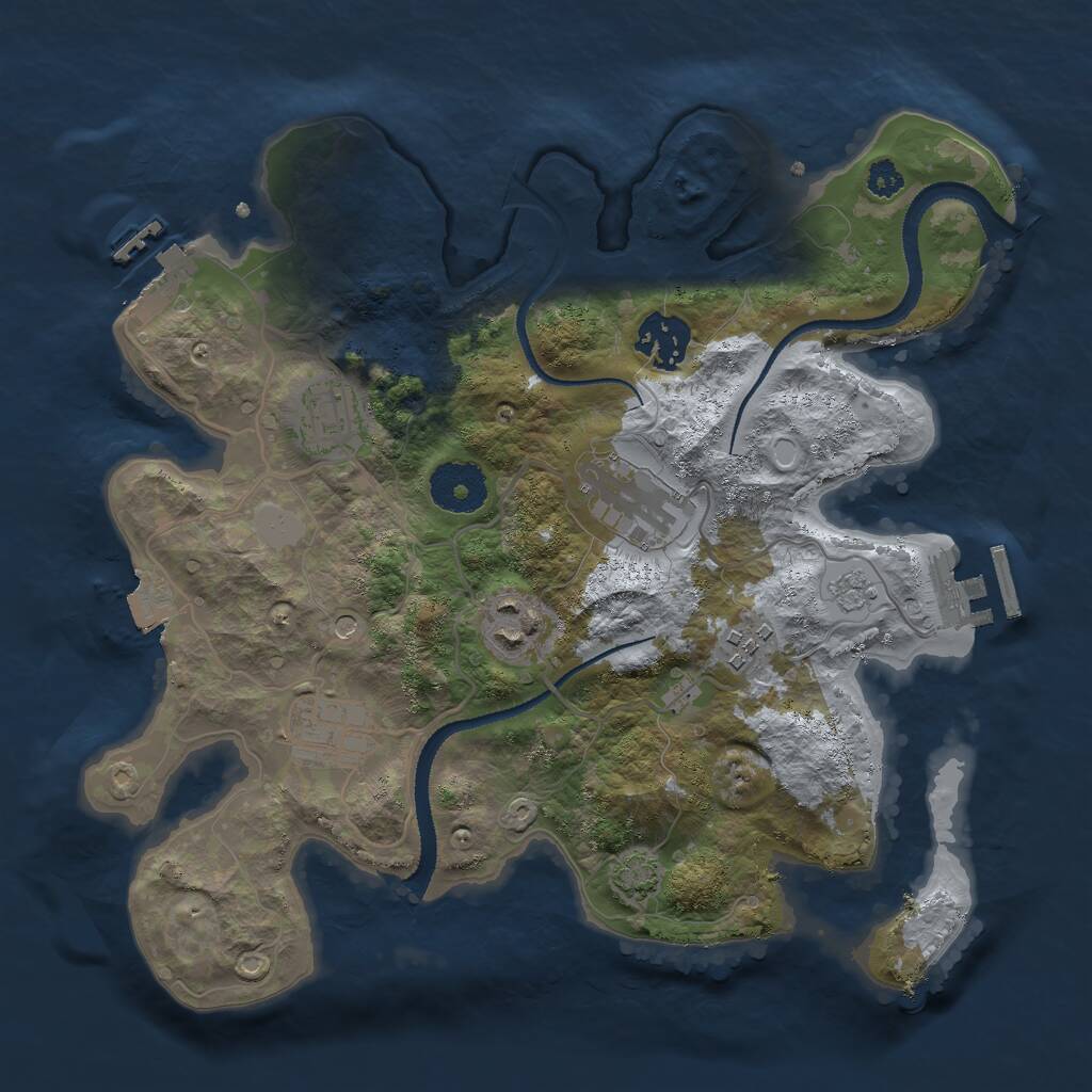Rust Map: Procedural Map, Size: 3000, Seed: 12375, 12 Monuments