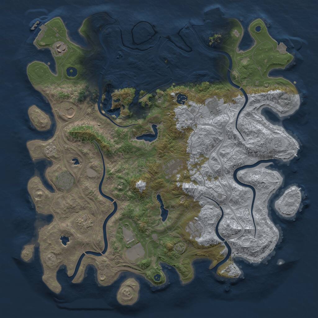 Rust Map: Procedural Map, Size: 4500, Seed: 1999215942, 16 Monuments