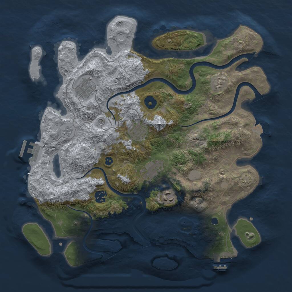 Rust Map: Procedural Map, Size: 3500, Seed: 614013448, 12 Monuments