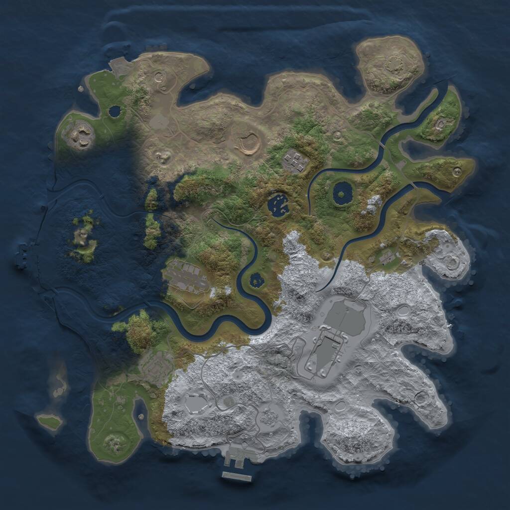 Rust Map: Procedural Map, Size: 3500, Seed: 1998595992, 13 Monuments