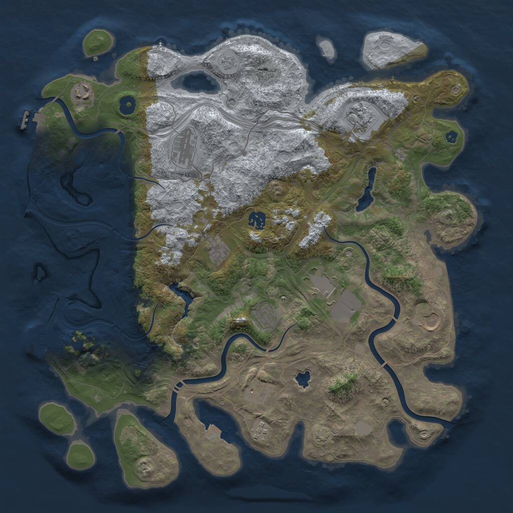 Rust Map: Procedural Map, Size: 4250, Seed: 193343374, 16 Monuments