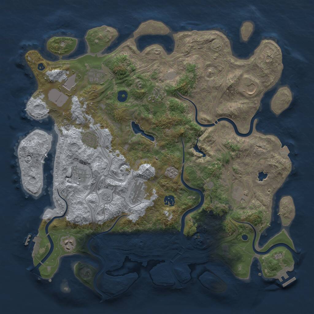 Rust Map: Procedural Map, Size: 4250, Seed: 1915553858, 17 Monuments