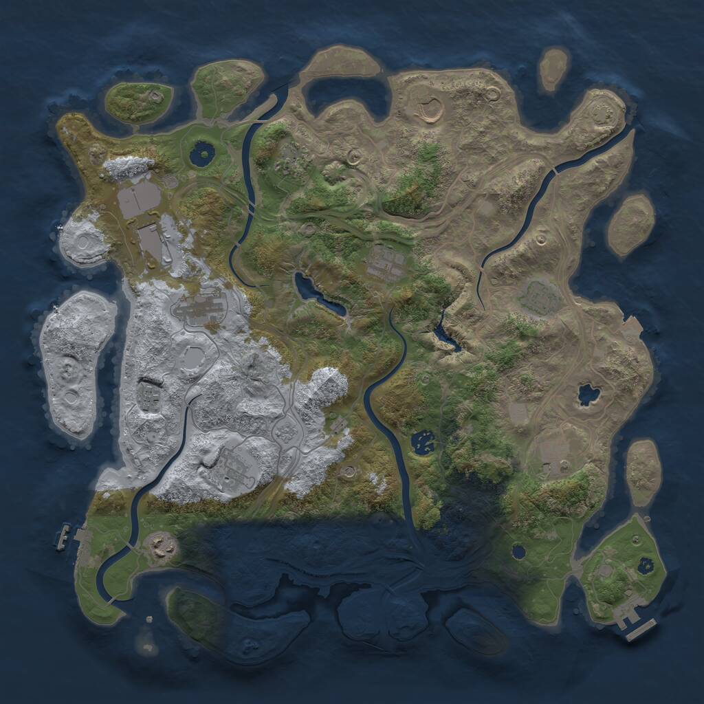 Rust Map: Procedural Map, Size: 4250, Seed: 1915553858, 17 Monuments