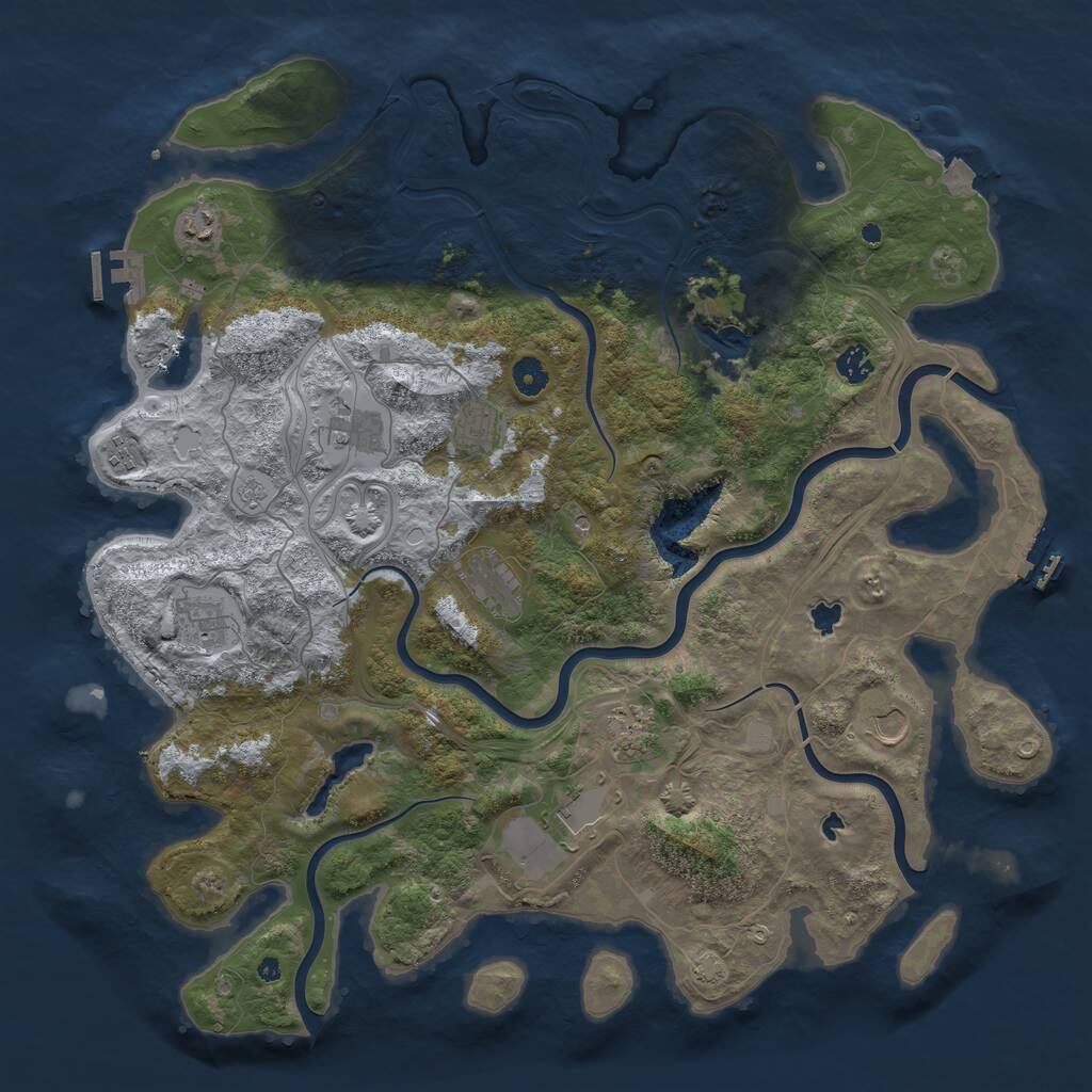 Rust Map: Procedural Map, Size: 4500, Seed: 982140400, 16 Monuments