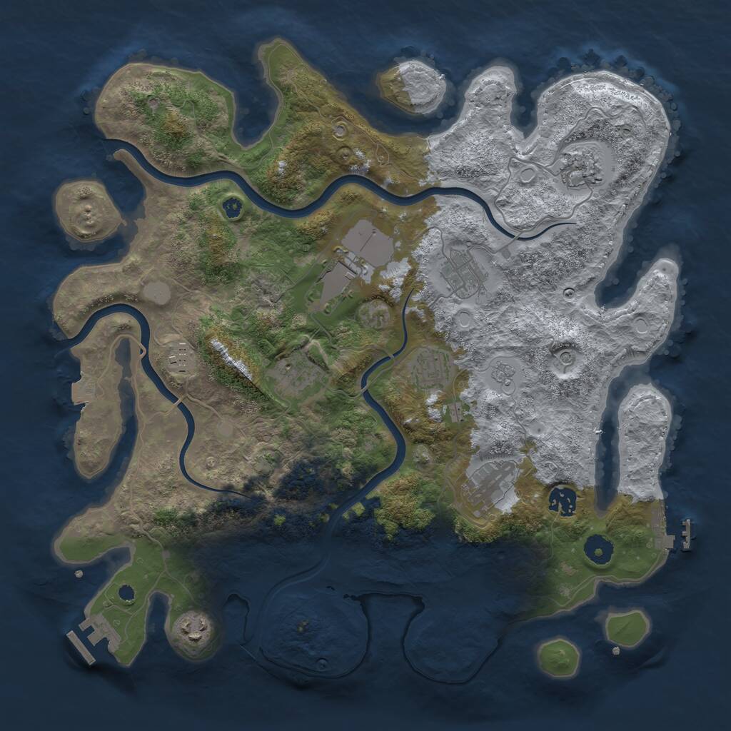 Rust Map: Procedural Map, Size: 3800, Seed: 1990051927, 15 Monuments