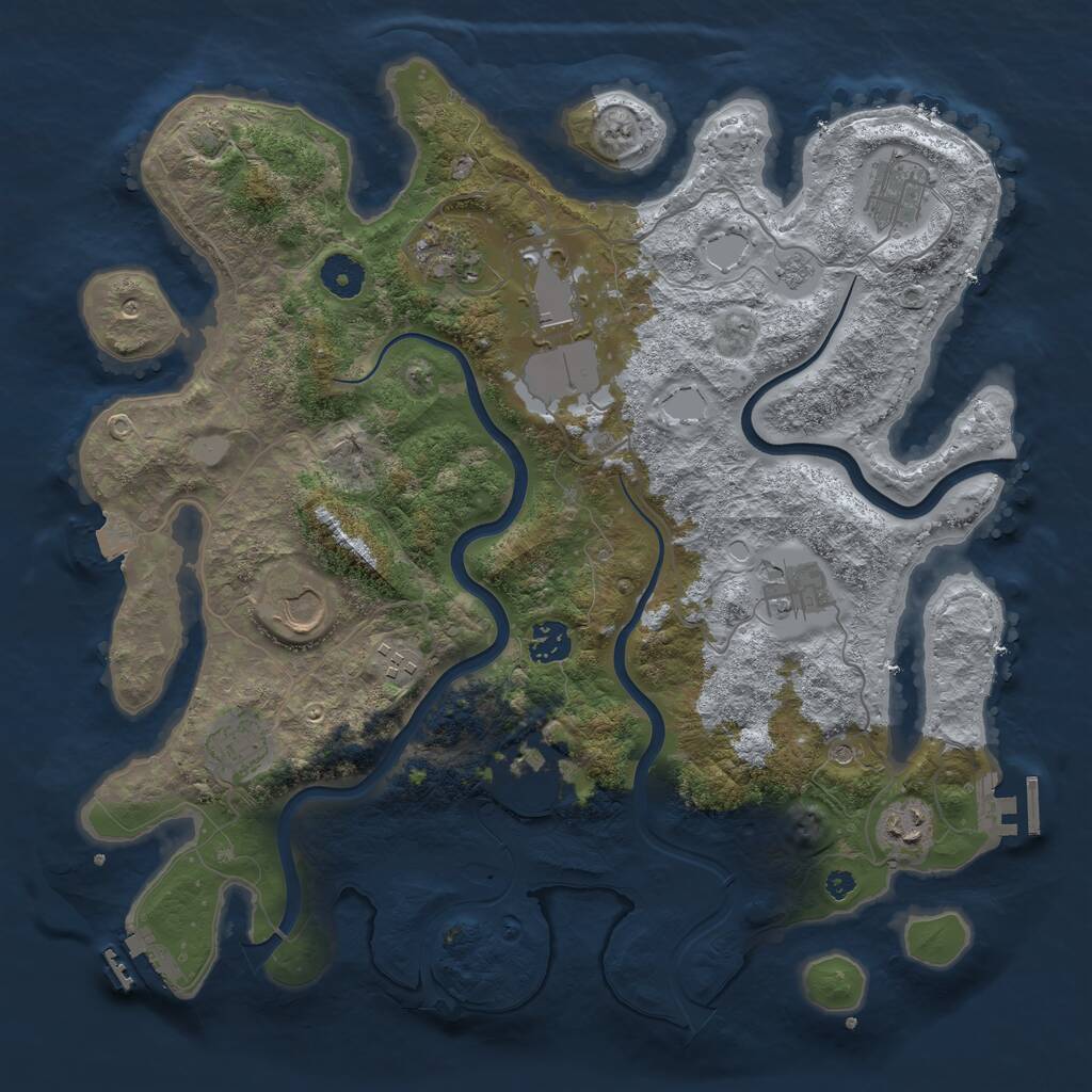 Rust Map: Procedural Map, Size: 3800, Seed: 1990051927, 16 Monuments