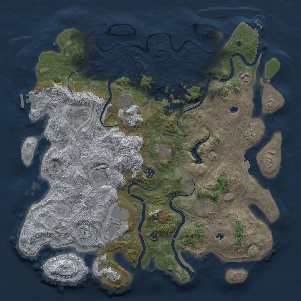 Rust Map: Procedural Map, Size: 4500, Seed: 641391954, 16 Monuments
