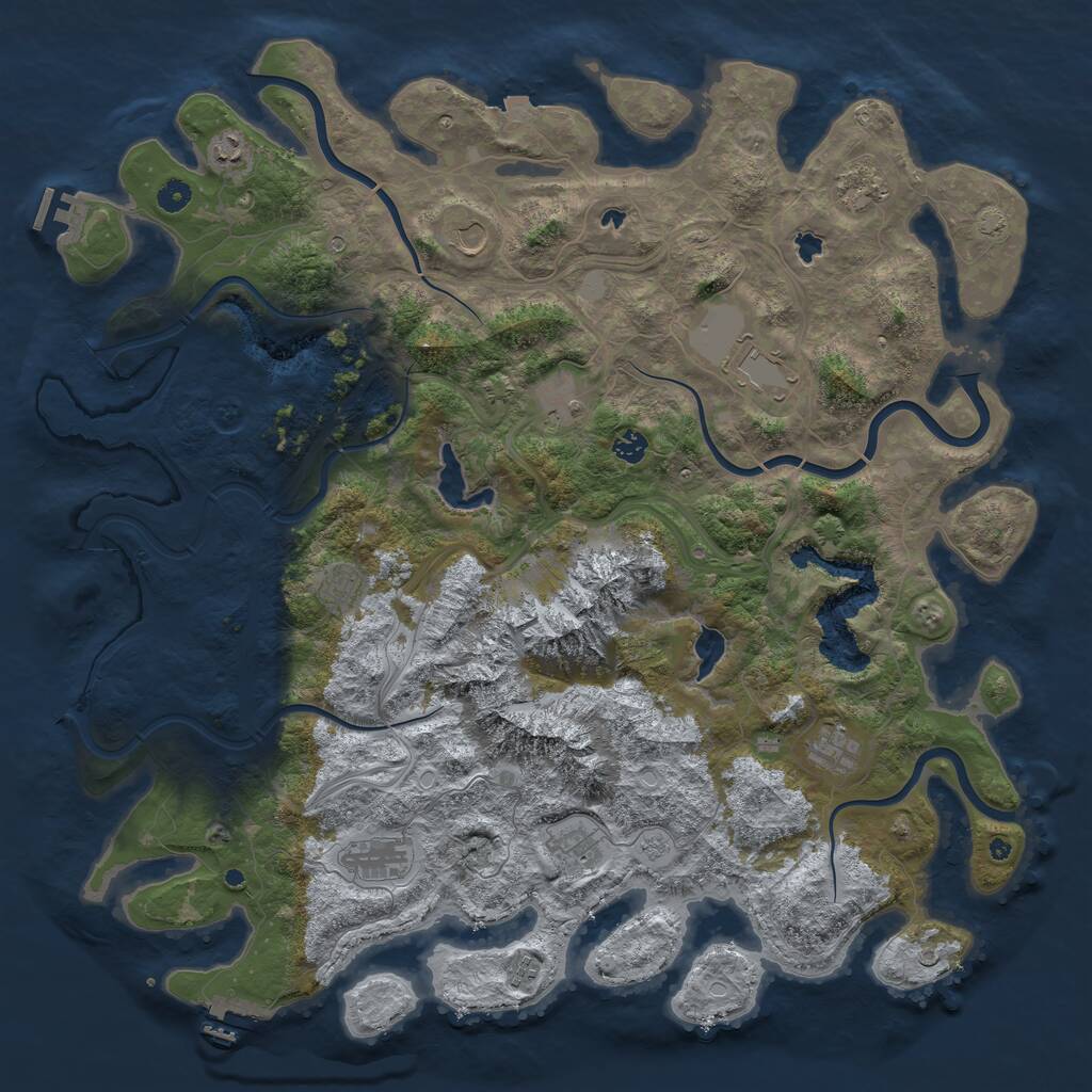 Rust Map: Procedural Map, Size: 5000, Seed: 260420, 17 Monuments