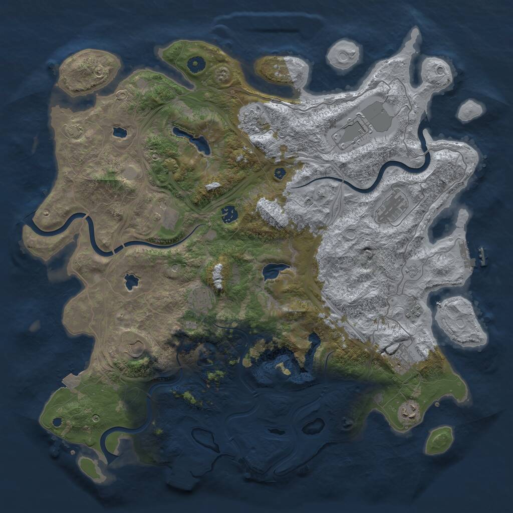 Rust Map: Procedural Map, Size: 4500, Seed: 2074294198, 16 Monuments