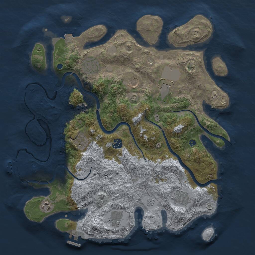 Rust Map: Procedural Map, Size: 3750, Seed: 818864718, 15 Monuments