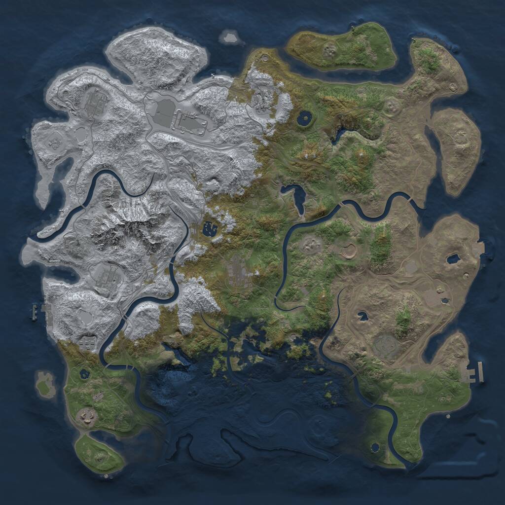 Rust Map: Procedural Map, Size: 5000, Seed: 25424423, 17 Monuments