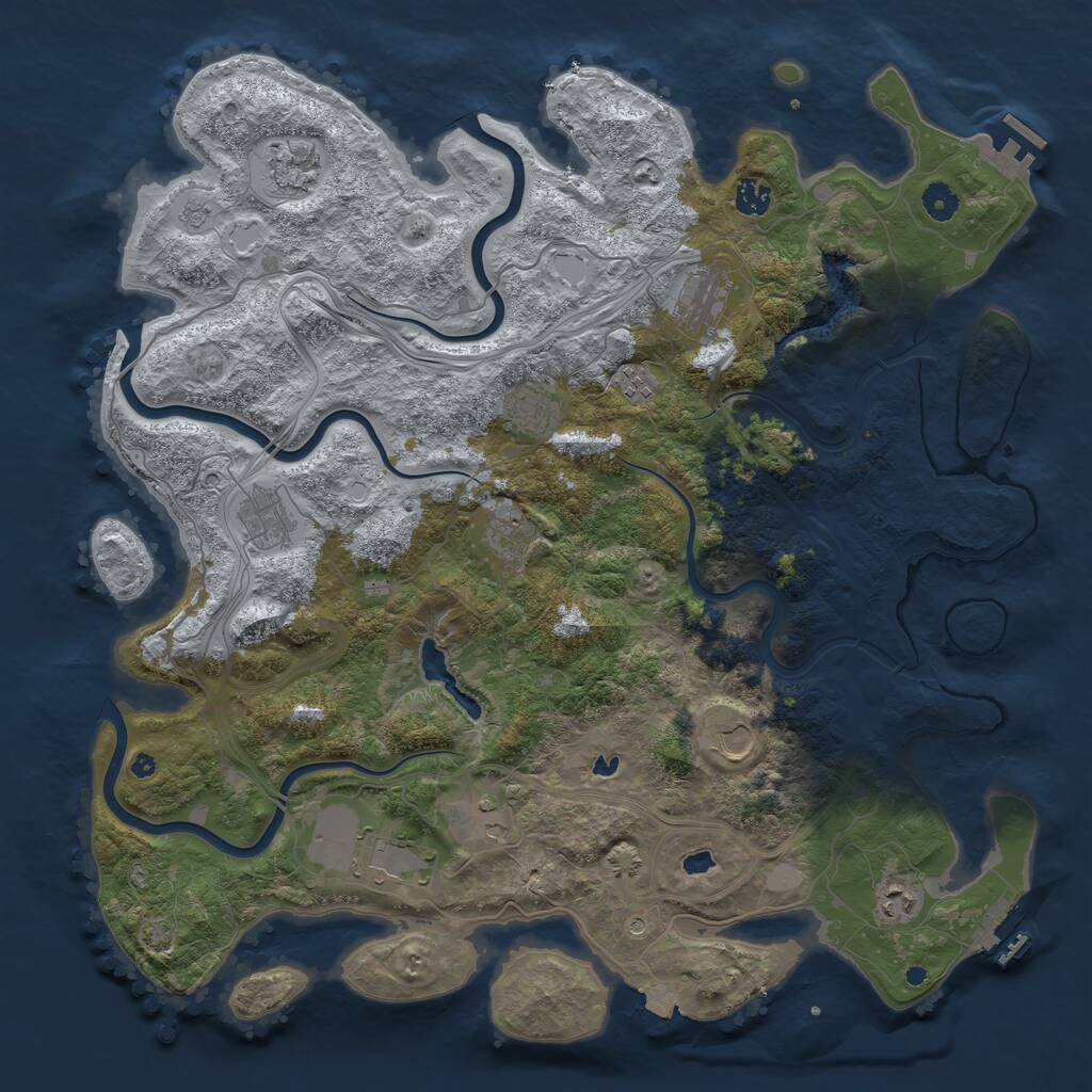 Rust Map: Procedural Map, Size: 4500, Seed: 1943577167, 17 Monuments