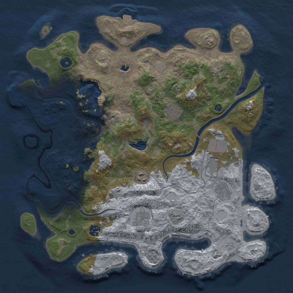 Rust Map: Procedural Map, Size: 4000, Seed: 1856902790, 13 Monuments