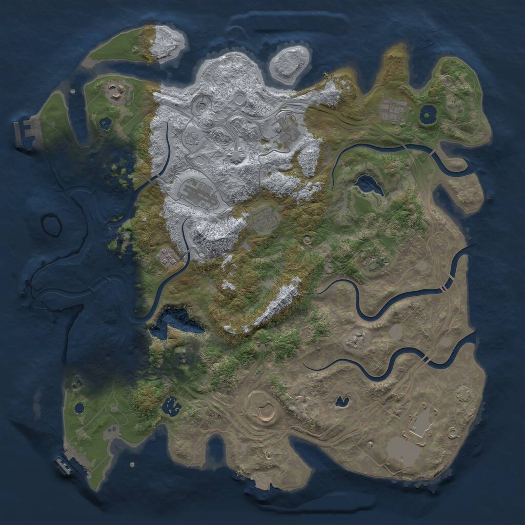 Rust Map: Procedural Map, Size: 4250, Seed: 963673025, 16 Monuments