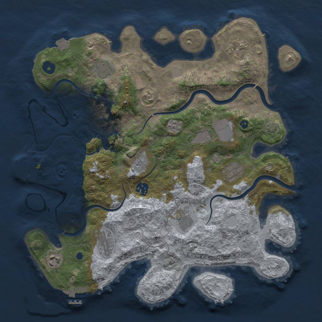 Rust Map: Procedural Map, Size: 3750, Seed: 447436642, 16 Monuments