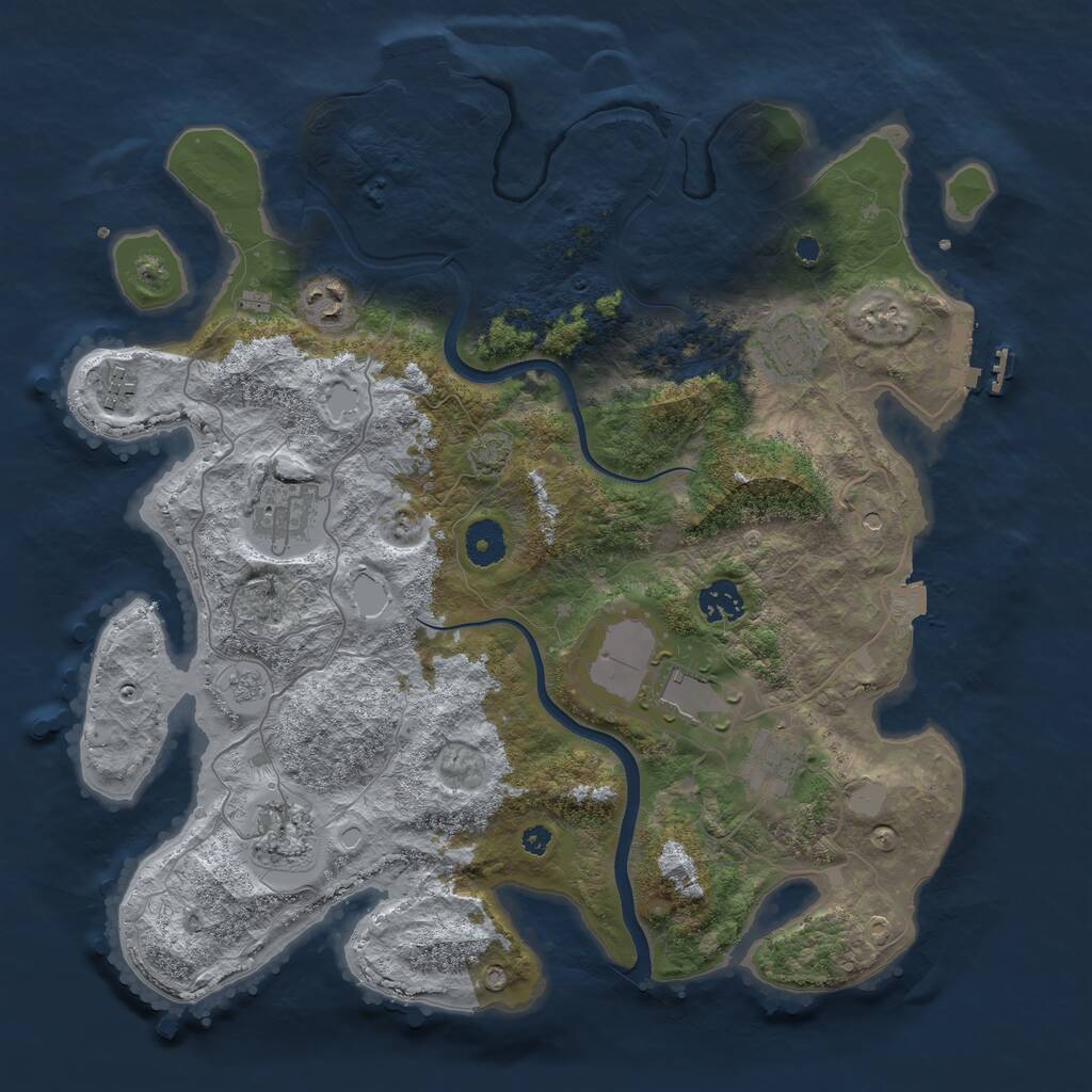 Rust Map: Procedural Map, Size: 3750, Seed: 875025684, 14 Monuments