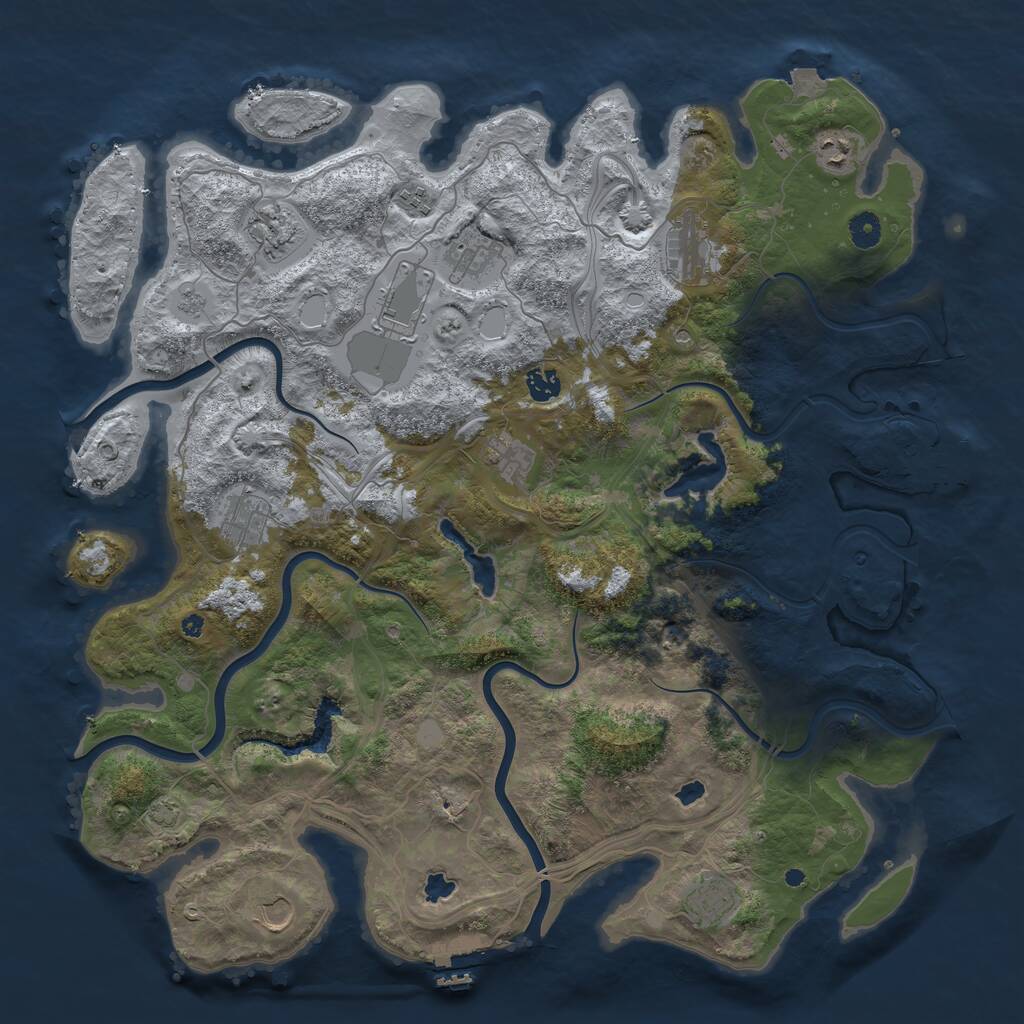 Rust Map: Procedural Map, Size: 4500, Seed: 799508249, 17 Monuments