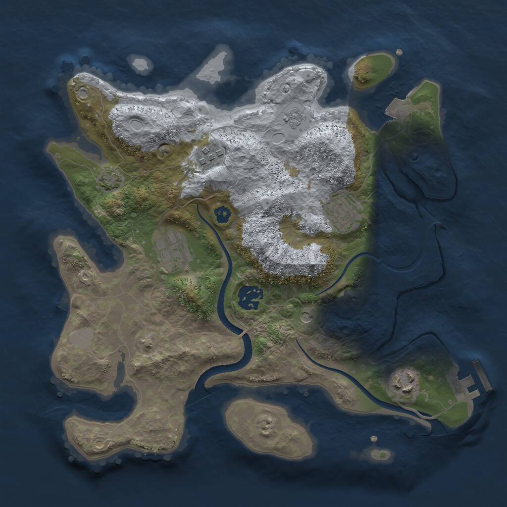 Rust Map: Procedural Map, Size: 3000, Seed: 2390684, 10 Monuments