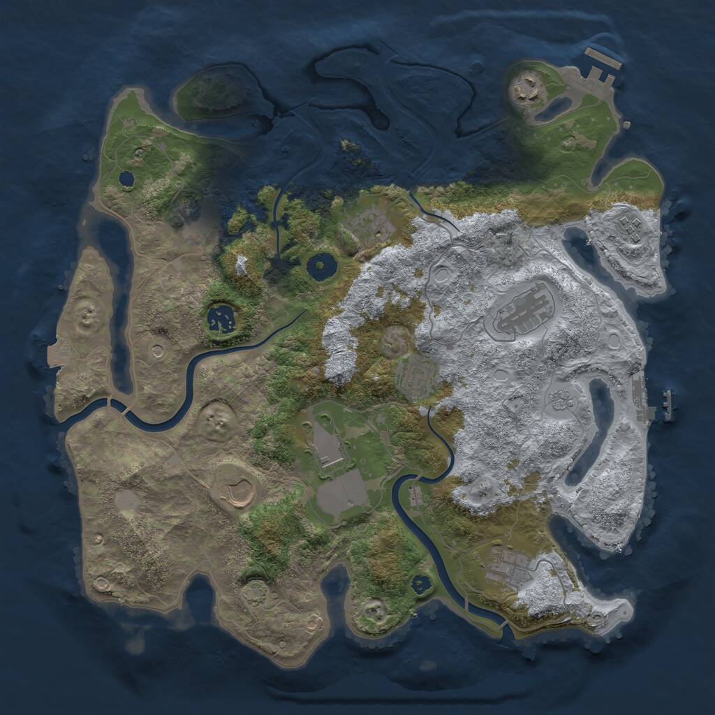Rust Map: Procedural Map, Size: 3750, Seed: 1451506952, 16 Monuments