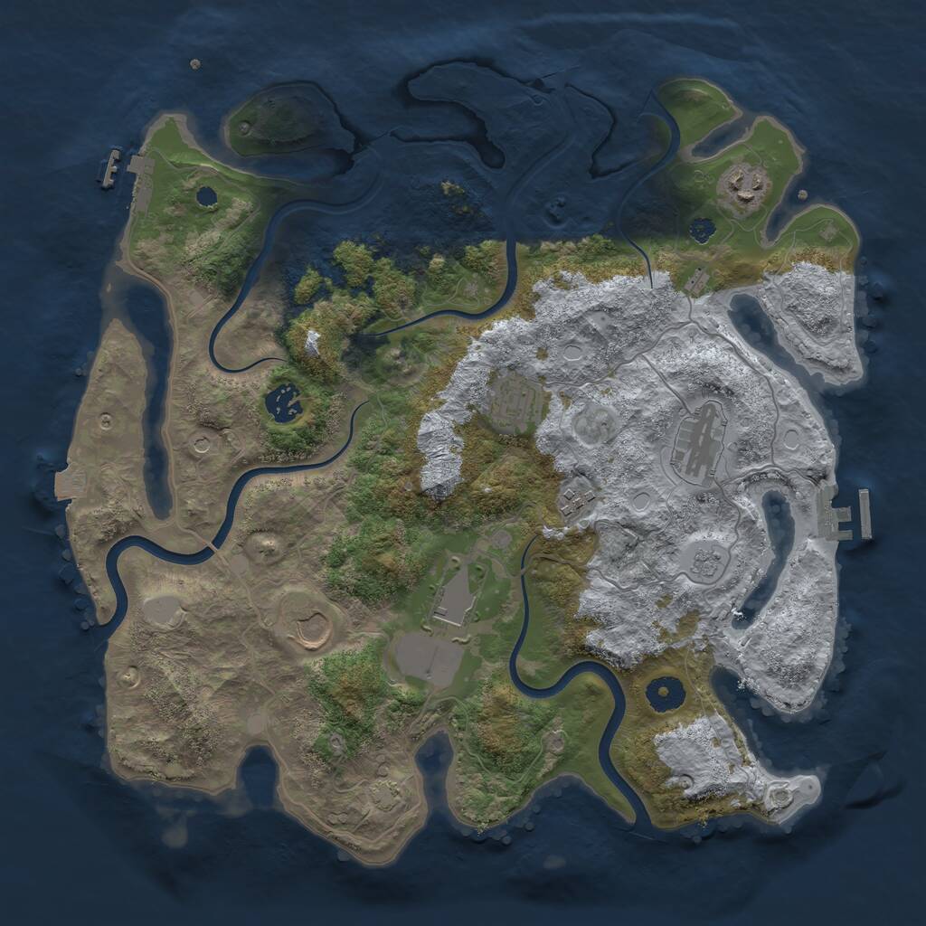 Rust Map: Procedural Map, Size: 3750, Seed: 1451506952, 13 Monuments