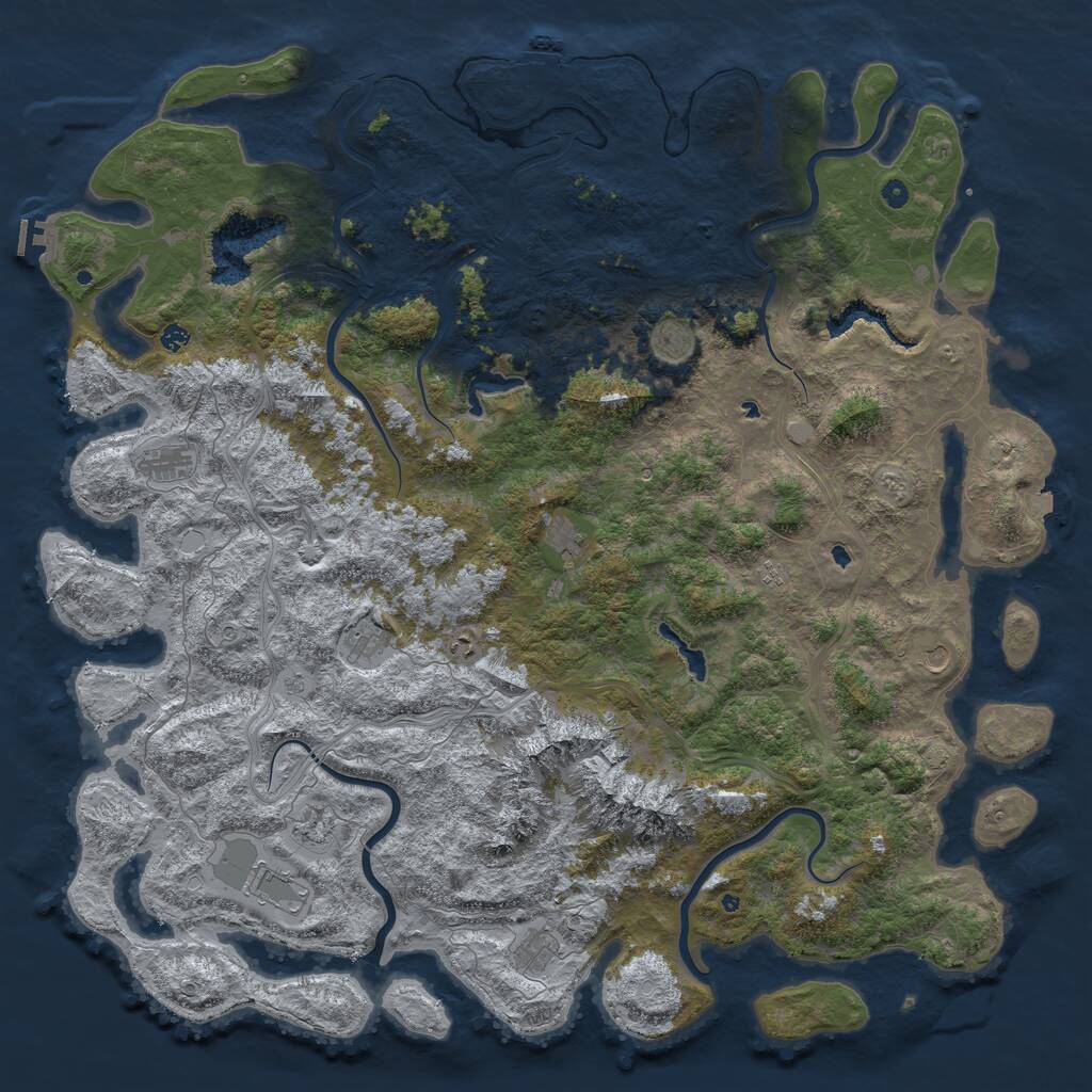 Rust Map: Procedural Map, Size: 6000, Seed: 9999993, 17 Monuments