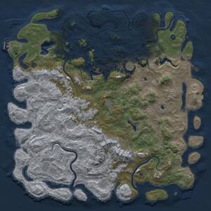 Thumbnail Rust Map: Procedural Map, Size: 6000, Seed: 9999993, 17 Monuments