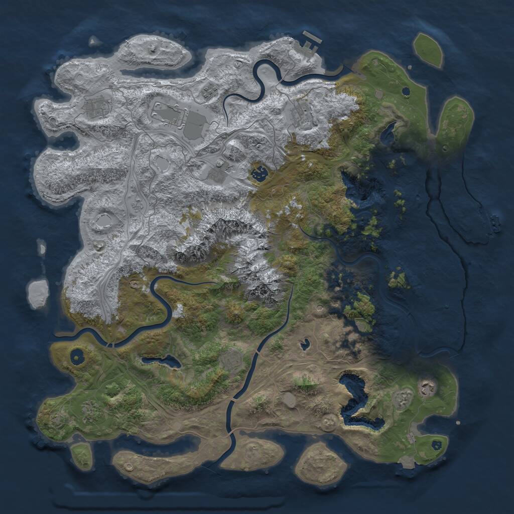 Rust Map: Procedural Map, Size: 5000, Seed: 48301, 16 Monuments