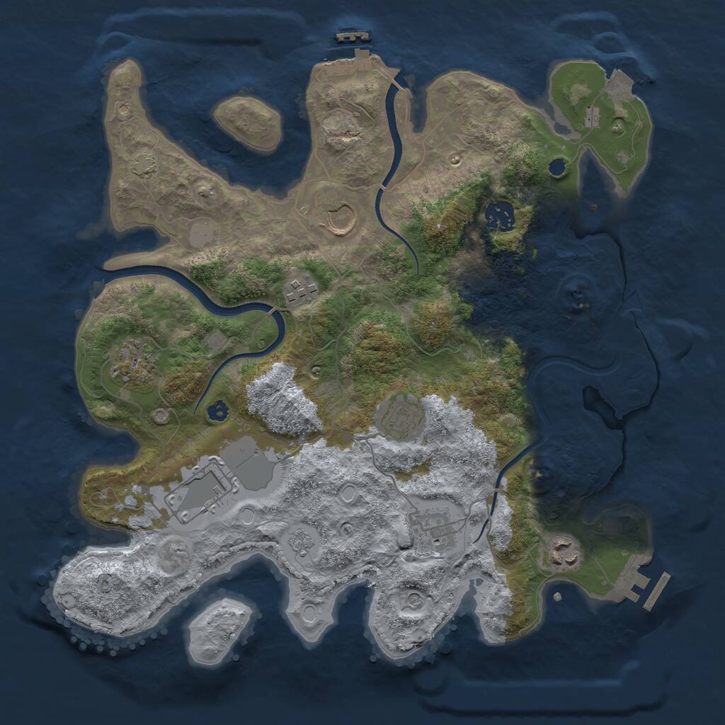 Rust Map: Procedural Map, Size: 3500, Seed: 891033677, 14 Monuments