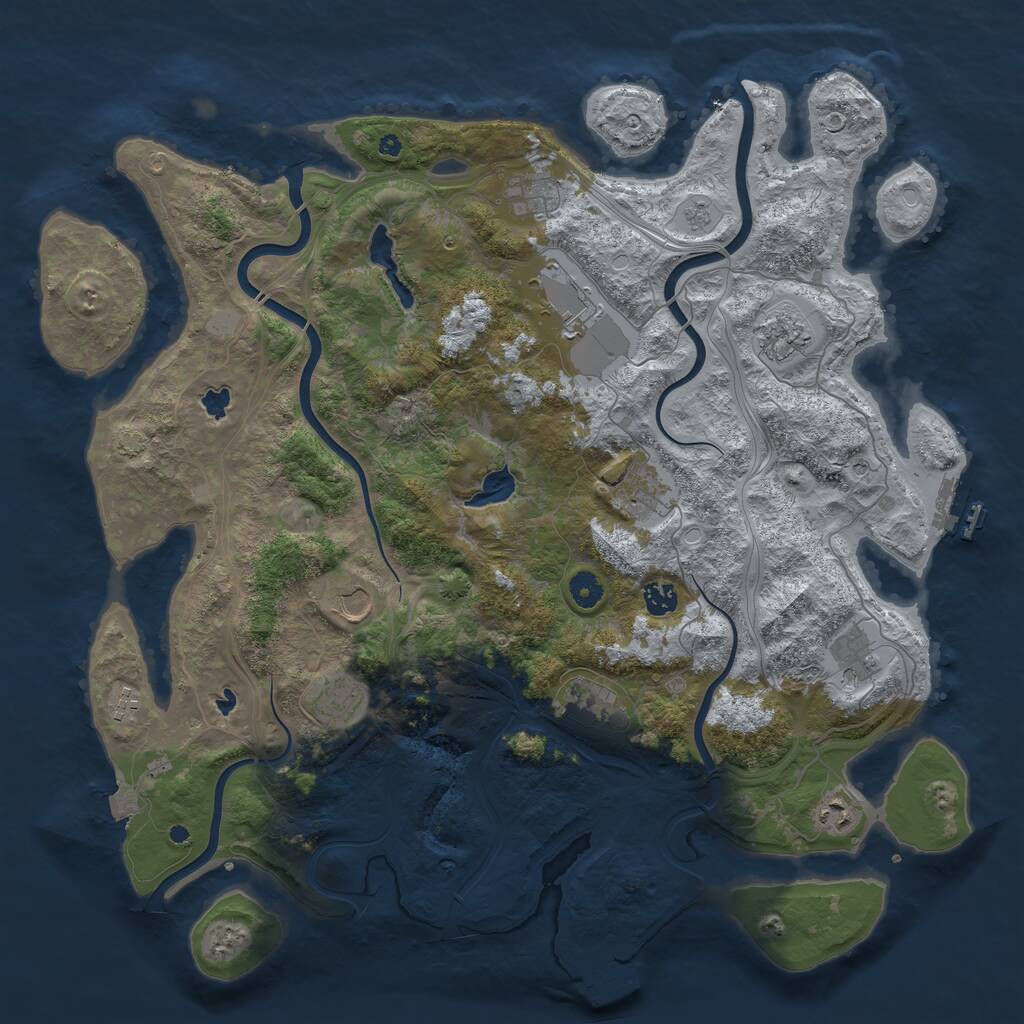 Rust Map: Procedural Map, Size: 4500, Seed: 1135201241, 17 Monuments